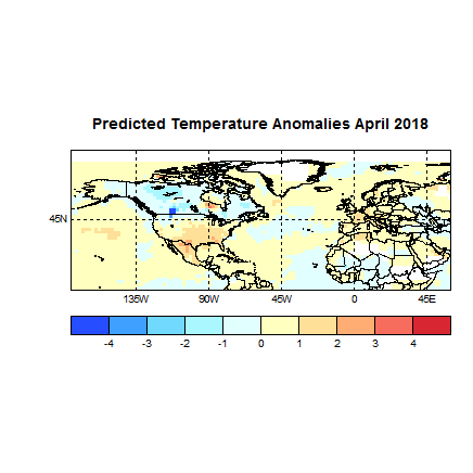 Prognose April 2018 Temperatur Europa und Amerila Bild