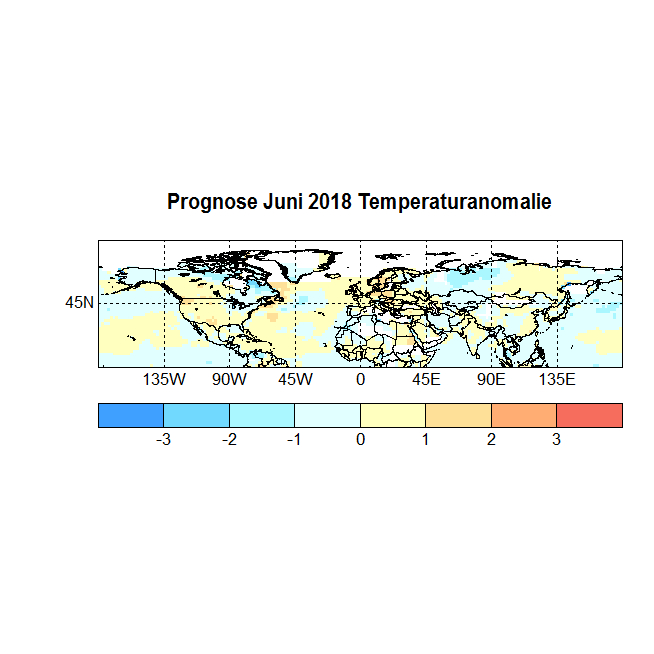 Prognose Juni 2018 Temperaturanomalie NH Bild