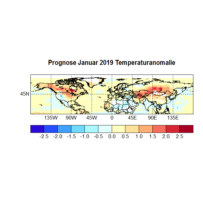 Prognose Januar 2019 Temperatur NH Bild Bodendruck März-Aug