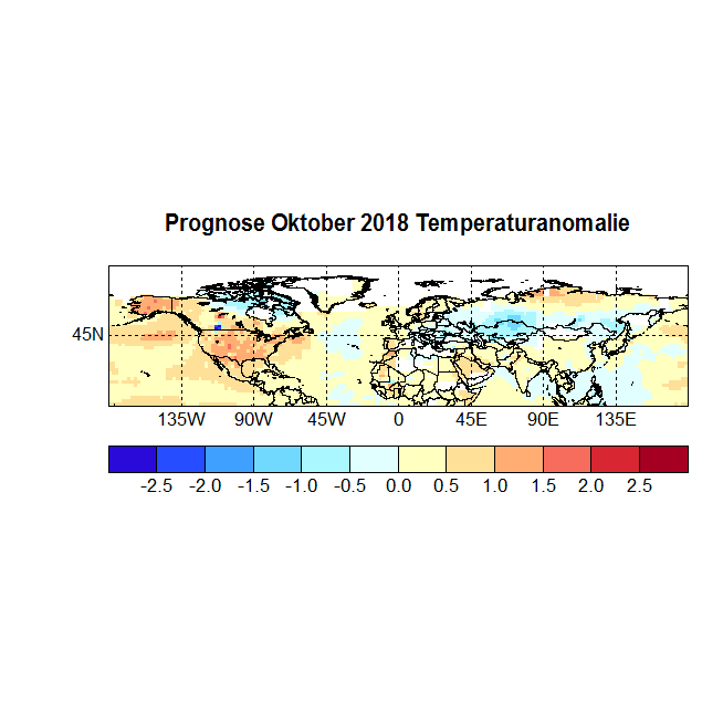 Prognose Oktober 2018 Temperatur NH Bild aus Sept