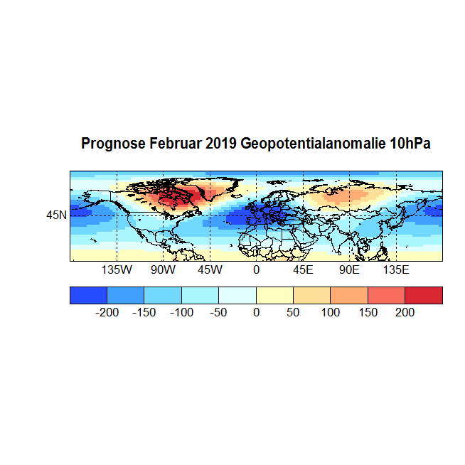 Prognose Februar 2019 Geopot 10hPa neu