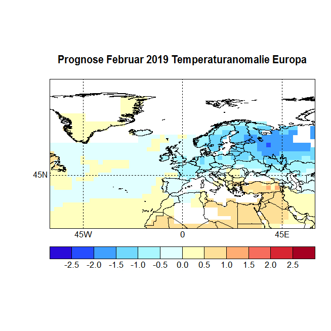 Prognose Februar 2019 Temp Europa
