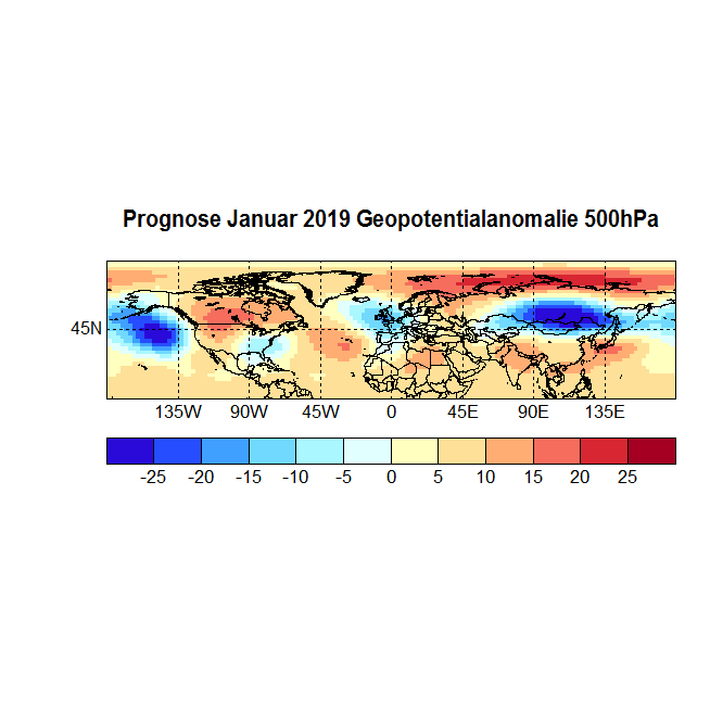 Prognose Januar 2019 Geopot 500hPa