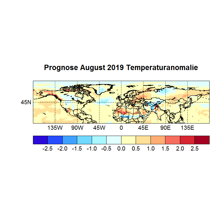 Prognose August 2019 Temperatur NH Bild aus Juli