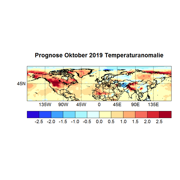 Prognose Oktober 2019 Temperatur NH Bild aus Juli