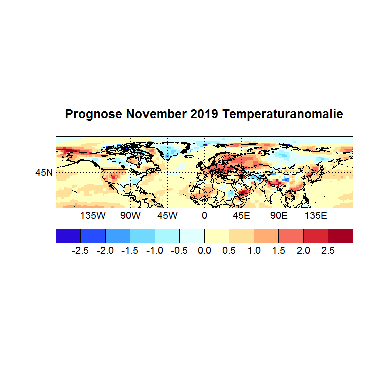 Prognose November 2019 Temperatur NH Bild aus Okt