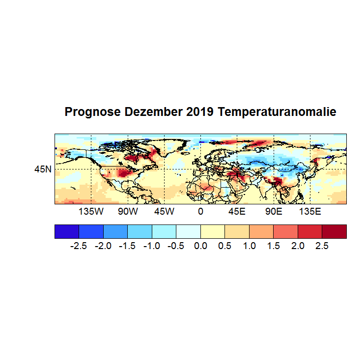 Prognose Dezember 2019 Temperatur NH Bild aus Nov