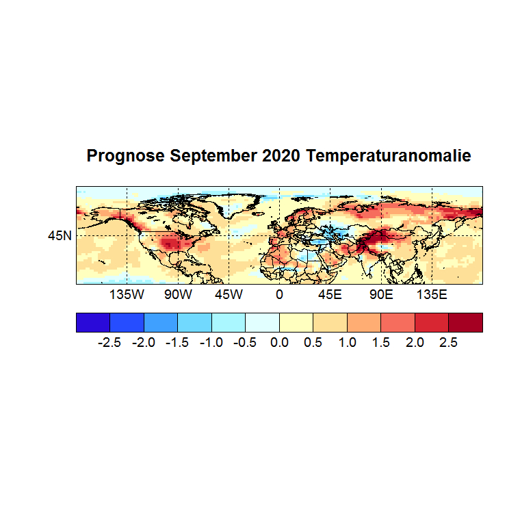 Prognose September 2020 Temperatur NH aus Juni