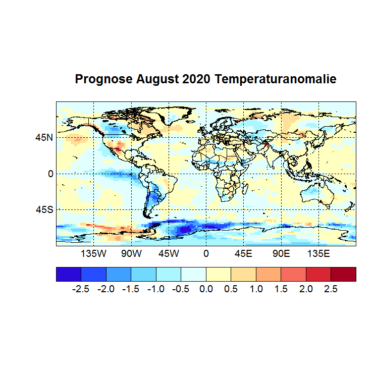 Prognose August 2020 Temperatur global Bild aus Juli