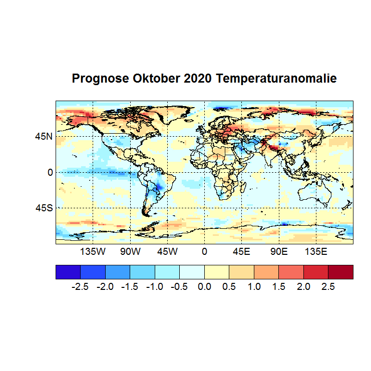 Prognose Oktober 2020 Temperatur global Bild aus Juli